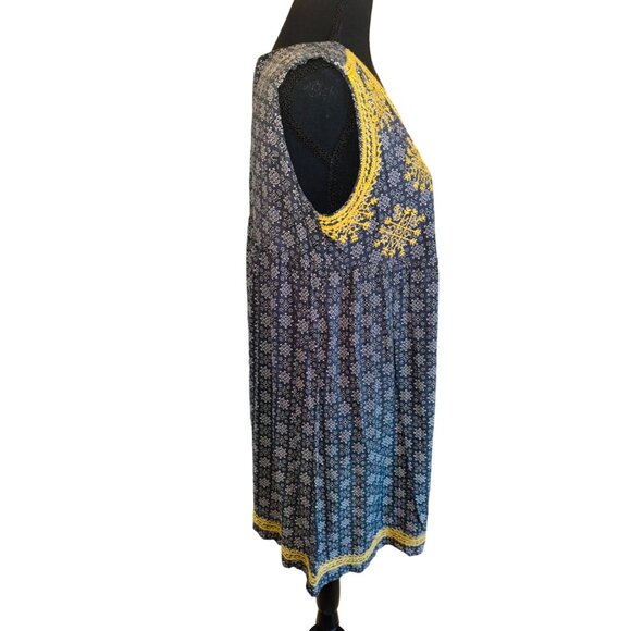 Anthropologie Uncle Frank Sleeveless Boho Embroidered Dress M Cottage Core Black - Picture 3 of 11